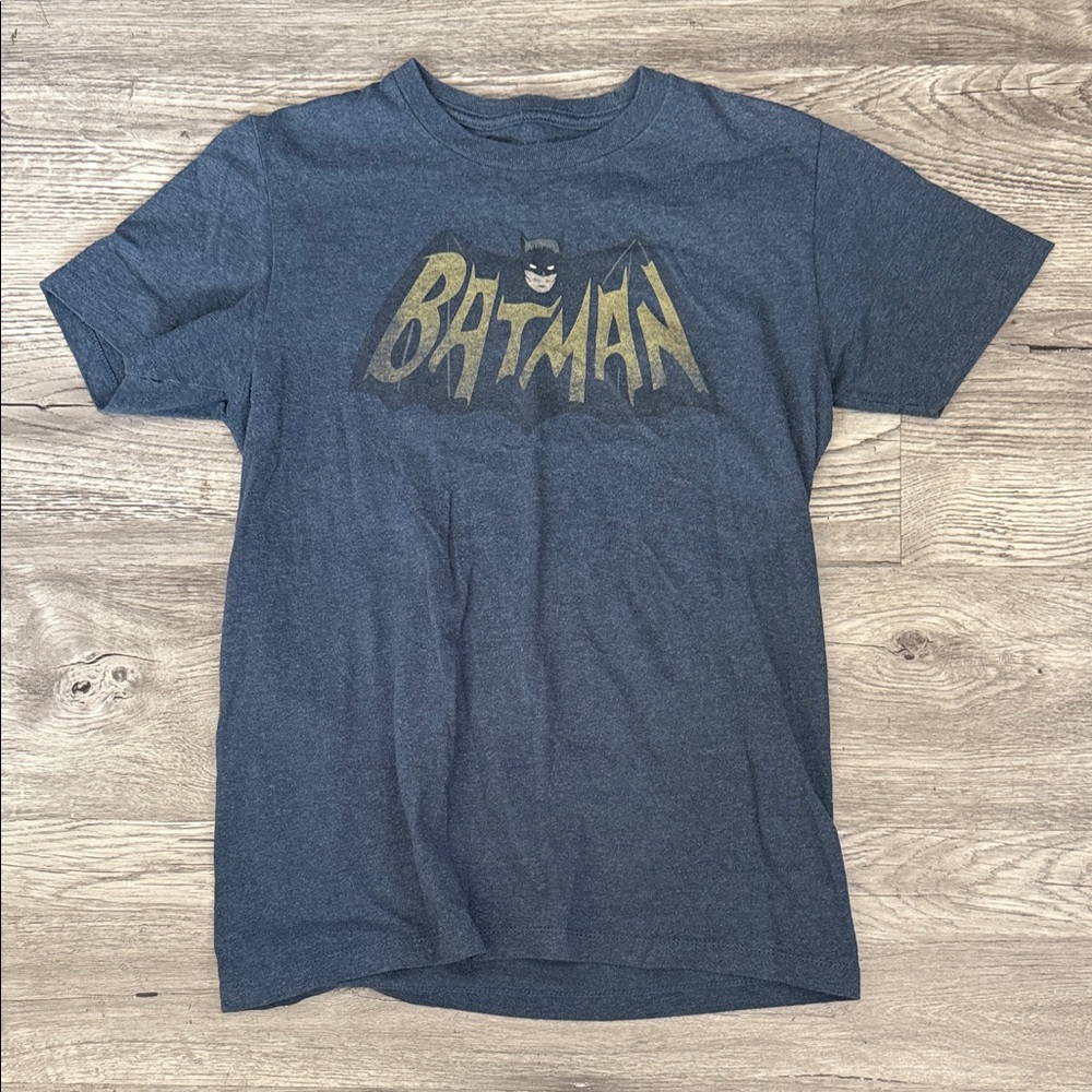 DC Comics Batman Heather Navy Short Sleeve Tee with Gold Graphic